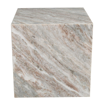 Felix 15" Contemporary Natural Marble Handmade Cube End Table - JONATHAN Y